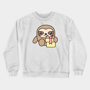 Cute sloth with a gift in his hands. Crewneck Sweatshirt